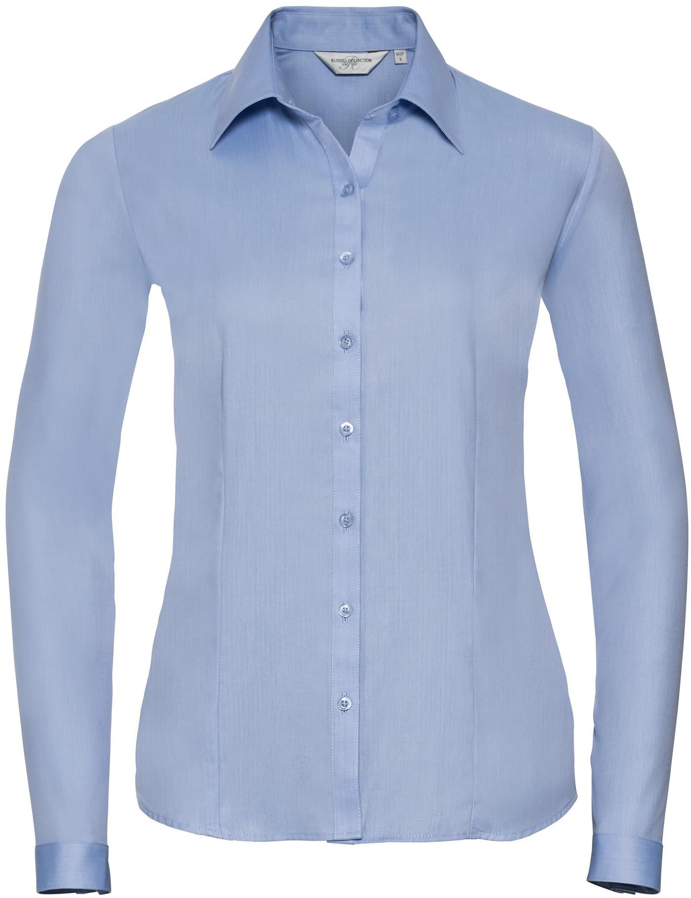 R962F - Russell Athletic Herringbone 130 Tailored Fit L/S Shirt Ladies