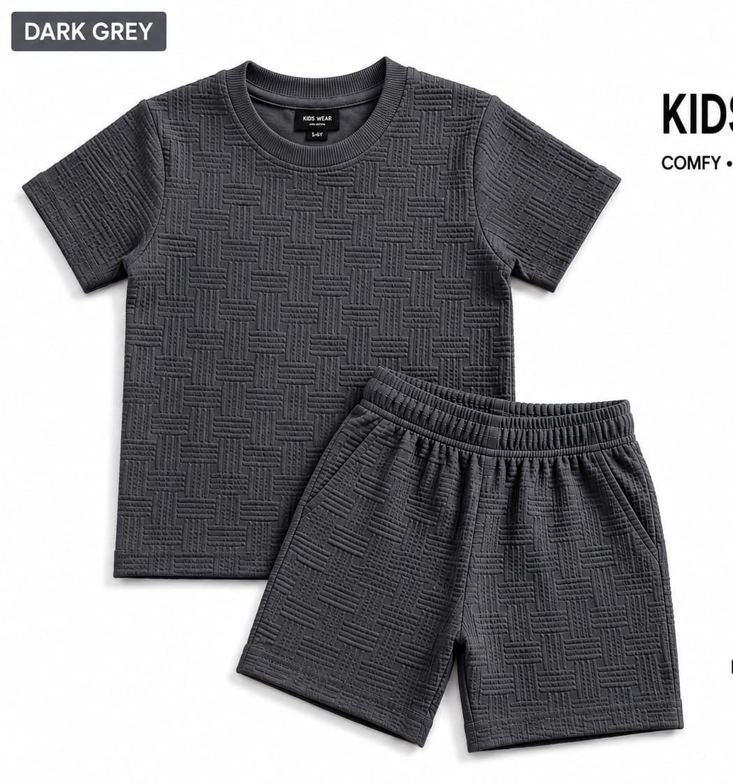 Kids Short Set Textured Check - All Colours