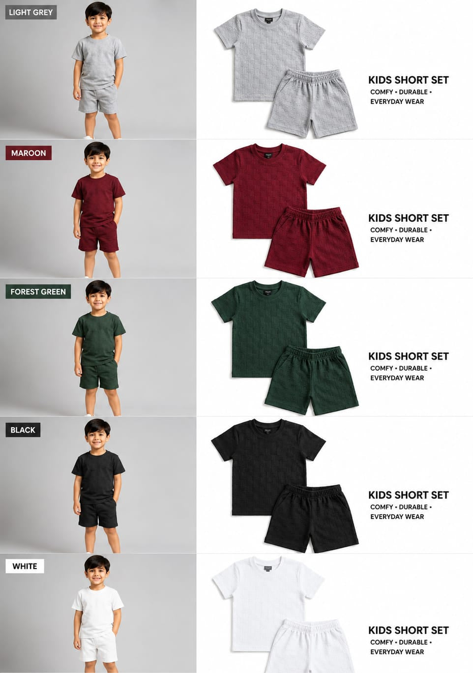 Kids Short Set Textured Check - Lifestyle