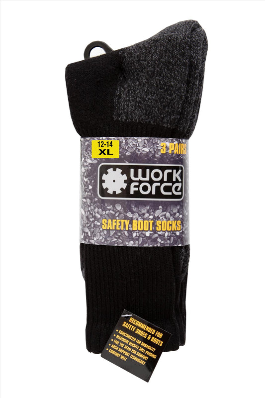 WFH0093 - Work Force XL H/Duty Safety Boot 3 Pack Sock