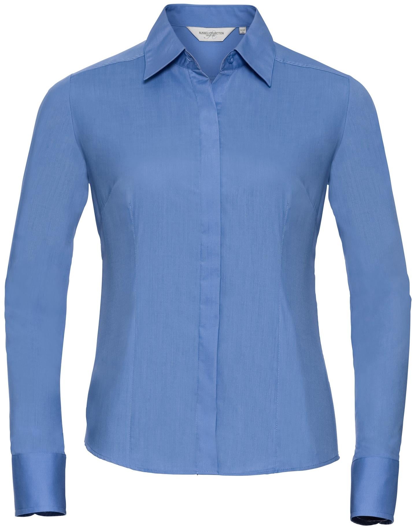 R924F - Russell Athletic Polycotton Poplin 110 Fitted L/S Shirt Ladies