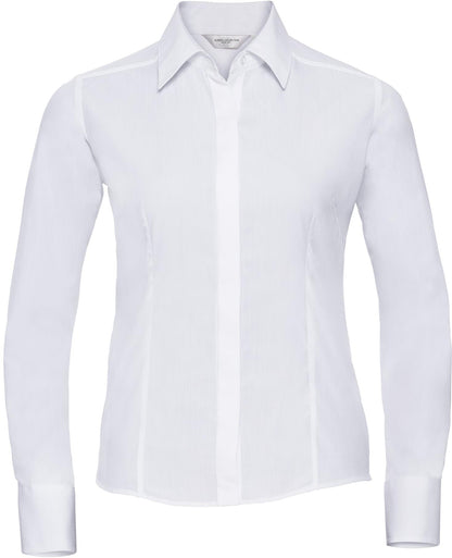 R924F - Russell Athletic Polycotton Poplin 110 Fitted L/S Shirt Ladies