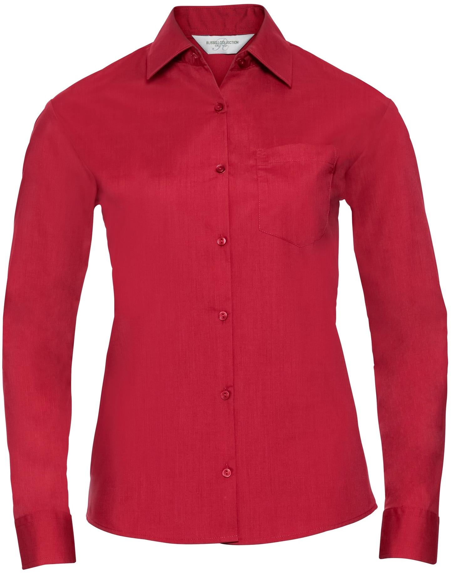 R934F - Russell Athletic Polycotton Poplin 110 Classic Fit L/S Shirt Ladies