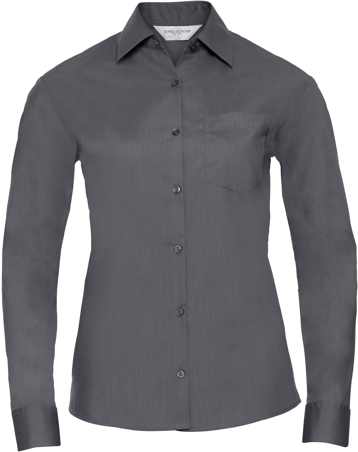 R934F - Russell Athletic Polycotton Poplin 110 Classic Fit L/S Shirt Ladies