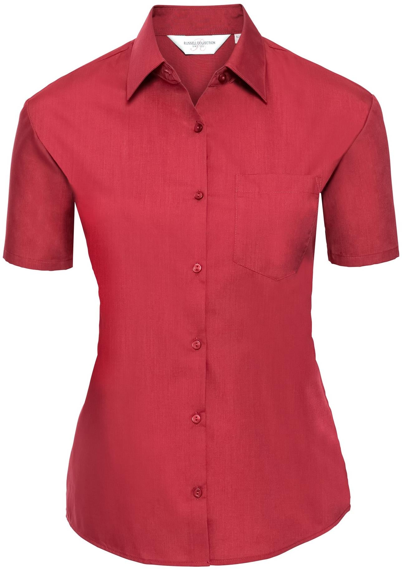 R935F - Russell Athletic Polycotton Poplin 110 Classic Fit S/S Shirt Ladies