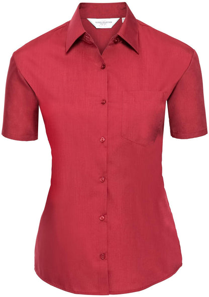R935F - Russell Athletic Polycotton Poplin 110 Classic Fit S/S Shirt Ladies