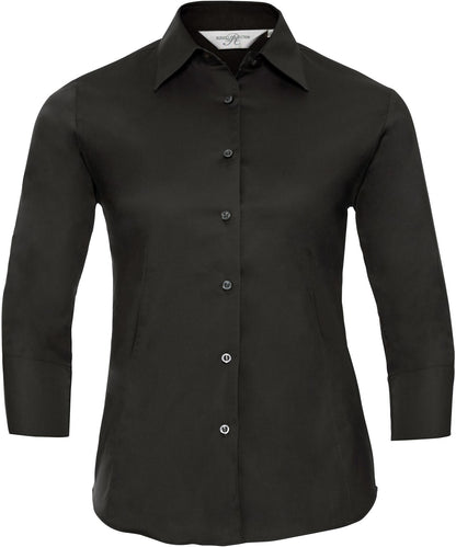 R946F - Russell Athletic Poplin 140 Stretch Fit L/S Shirt Adult