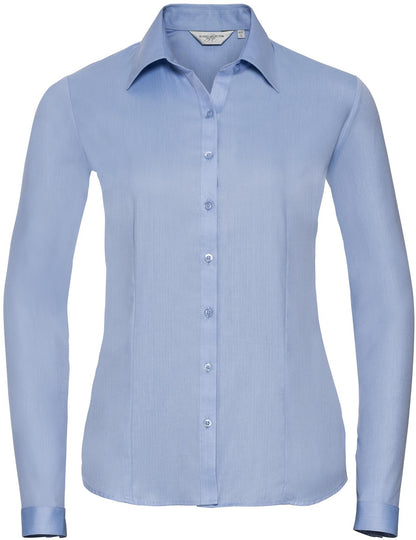 R962F - Russell Athletic Herringbone 130 Tailored Fit L/S Shirt Ladies