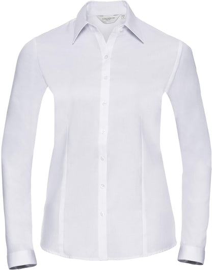 R962F - Russell Athletic Herringbone 130 Tailored Fit L/S Shirt Ladies