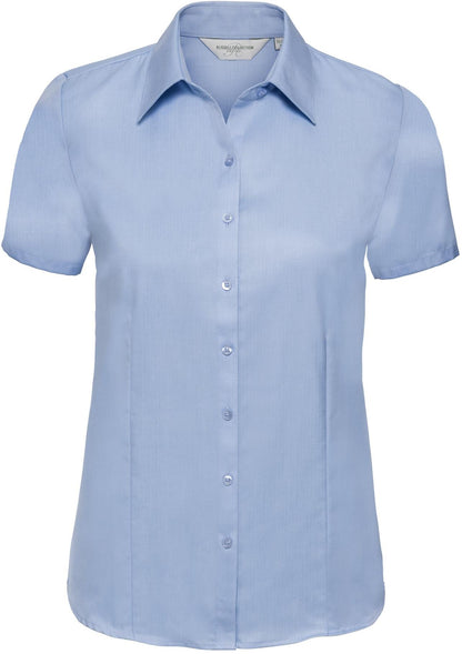 R963F - Russell Athletic Herringbone 130 Tailored Fit S/S Shirt Ladies
