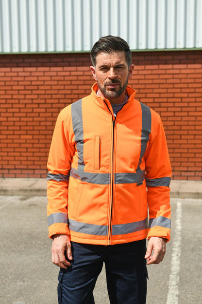 KXSSHJ - Korntex# Hi Vis Premium 300 2 Layer Softshell F/Z Adult