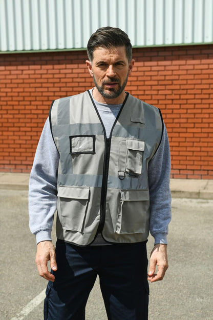 Korntex KXEXEC # Hi Vis 120 Executive Multifunction Safety Vest wholesale blank hi visibility vest - view 14