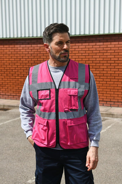 Korntex KXEXEC # Hi Vis 120 Executive Multifunction Safety Vest wholesale blank hi visibility vest - view 7