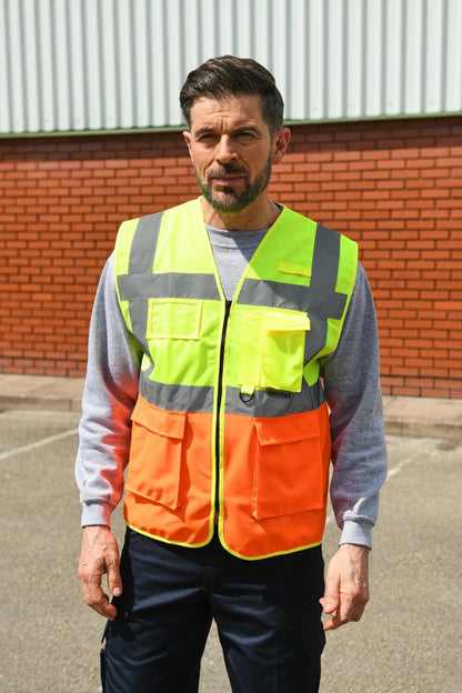 Korntex KXEXEC # Hi Vis 120 Executive Multifunction Safety Vest wholesale blank hi visibility vest - view 9