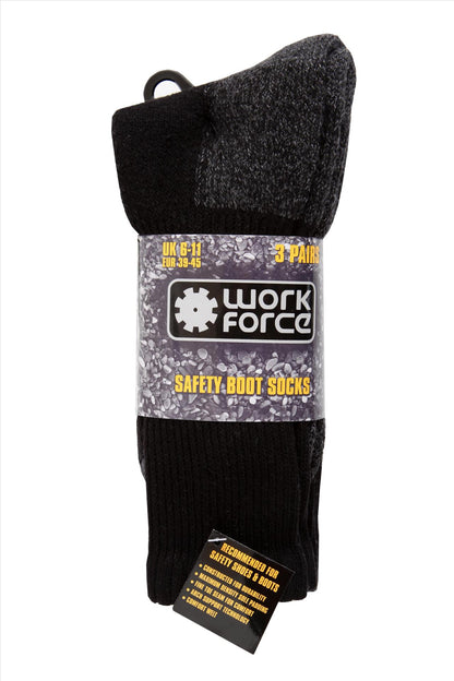 WFH0090 - Work Force Heavy Duty Safety Boot 3 Pack Sock