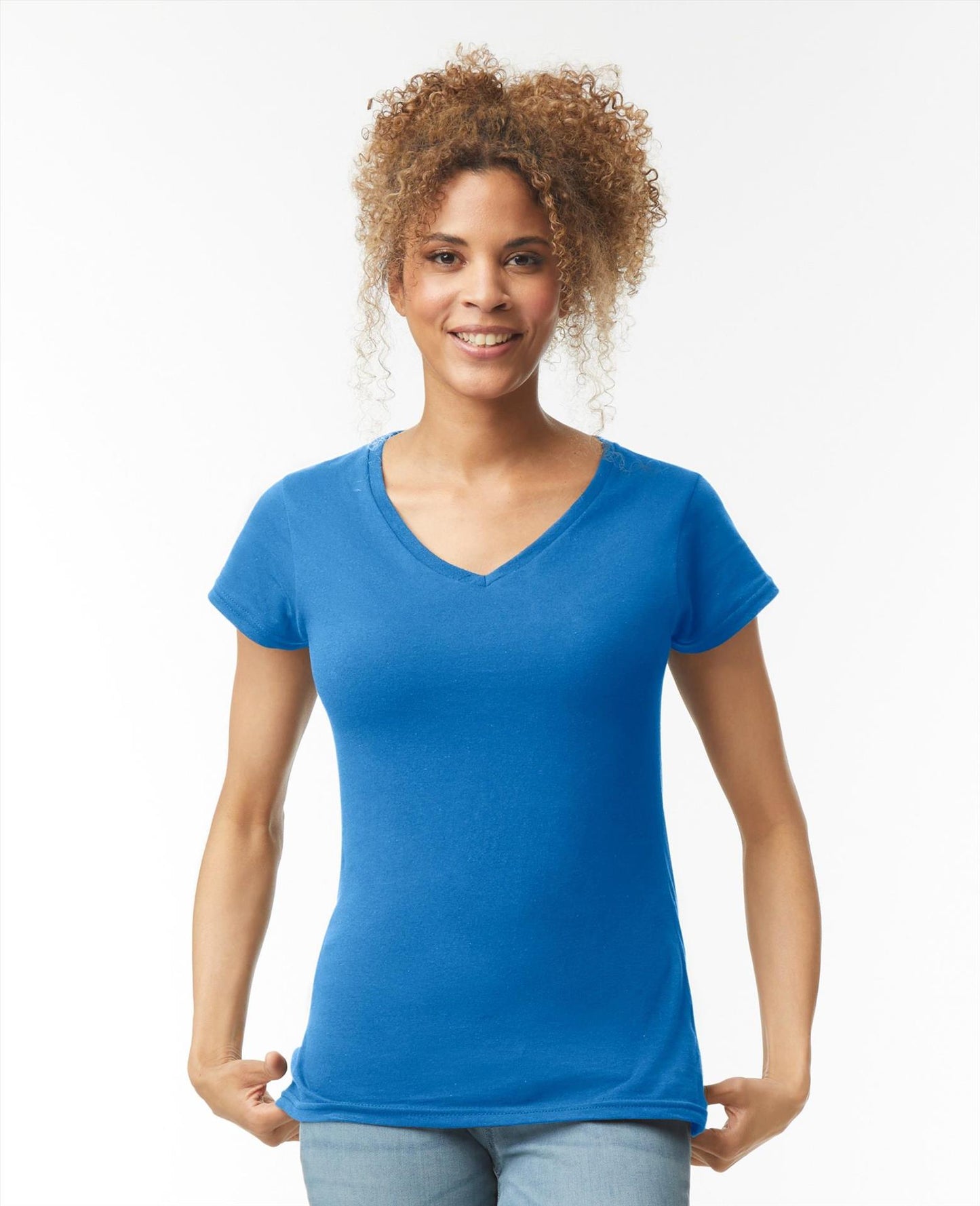 G64V00L - Gildan Softstyle Ringspun 150 Regular Fit V Neck Tee Ladies