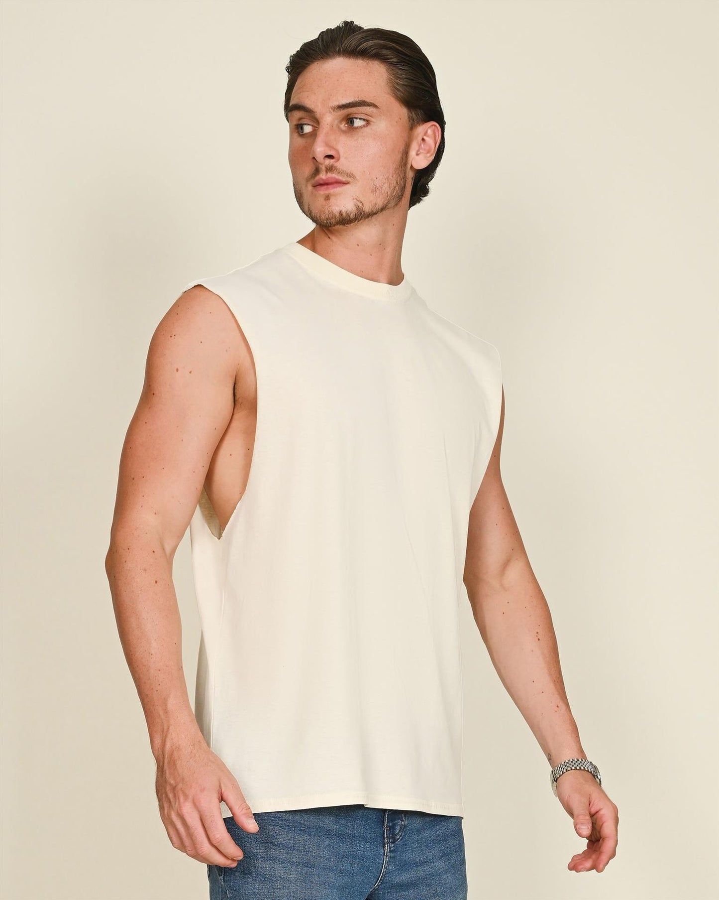CRBV60 - Casual Core Ringspun 150 Regular Raw Edge Droparm Tank