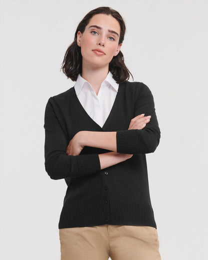 R715F - Russell Athletic 275 V Neck Cardigan Ladies