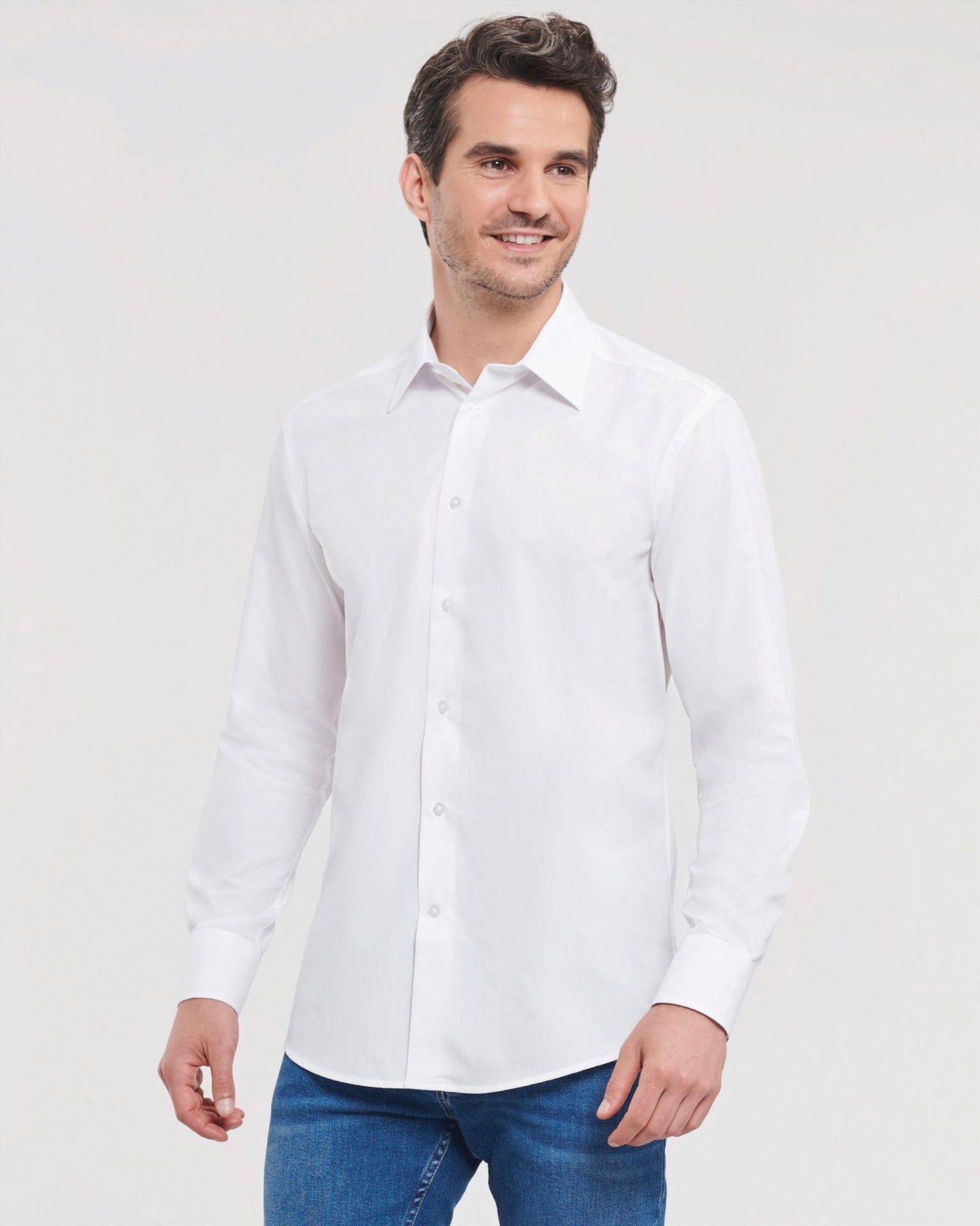 R924M - Russell Athletic Polycotton Poplin 110 Tailored Fit L/S Shirt Adult