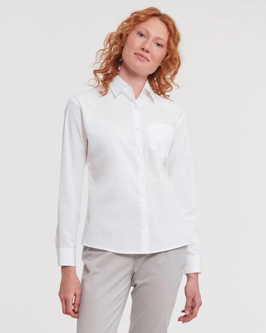 R936F - Russell Athletic Pure Cotton Poplin 125 Classic Fit L/S Shirt Ladies