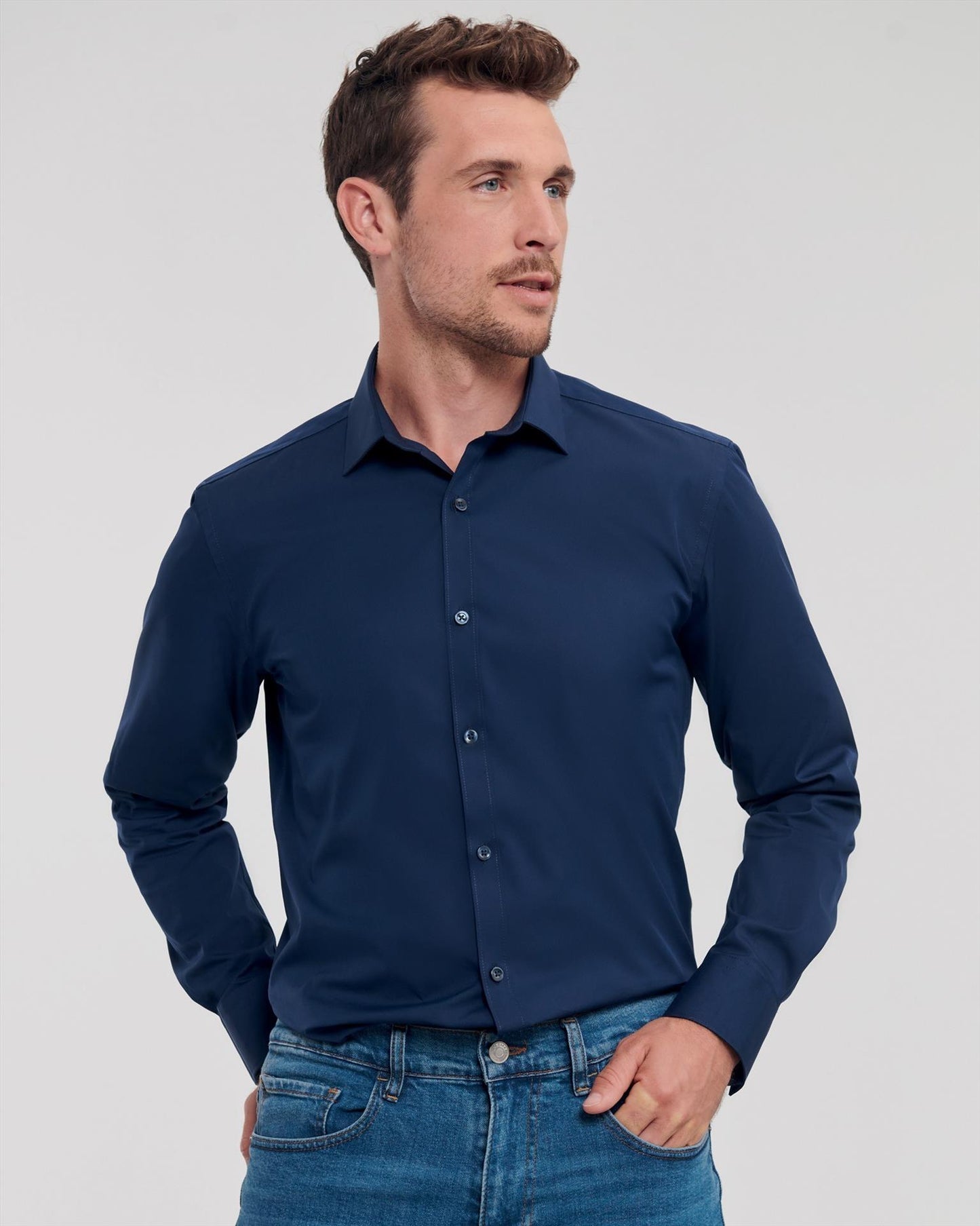 R960M - Russell Athletic Ultimate Stretch 130 Fitted L/S Shirt Adult