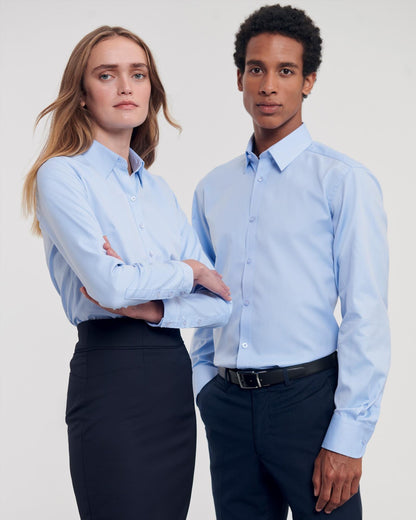 R962M - Russell Athletic Herringbone 130 Tailored Fit L/S Shirt Adult