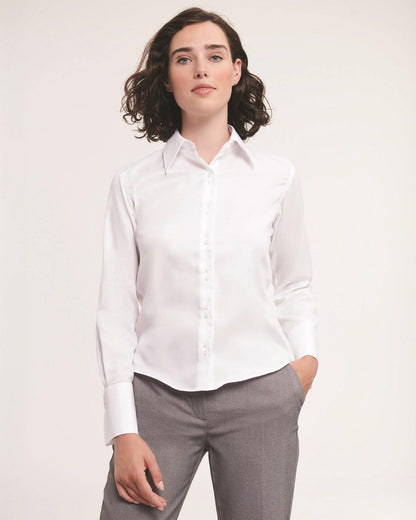 R956F - Russell Athletic Ultimate Non Iron Twill 120 Tailored Fit L/S Shirt Ladies