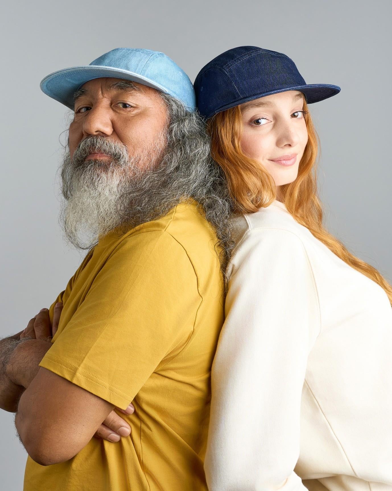 ACRUBY - Atlantis Ruby 5 Panel Unstructured Low Profile Flat Visor Denim Recycled Camper Cap