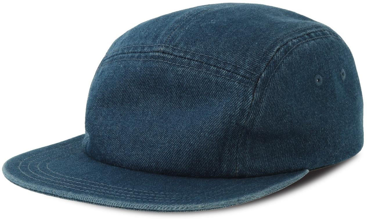 ACRUBY - Atlantis Ruby 5 Panel Unstructured Low Profile Flat Visor Denim Recycled Camper Cap