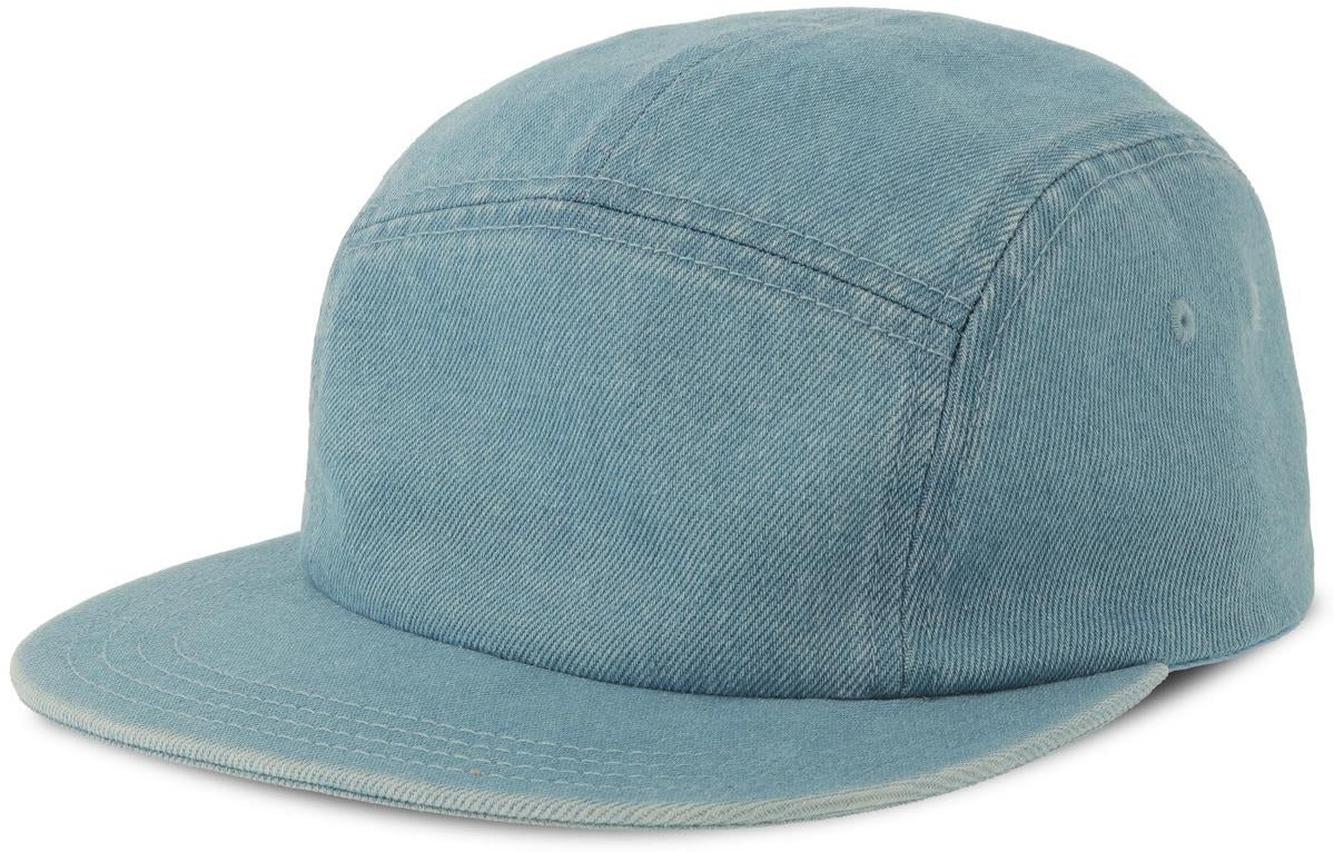 ACRUBY - Atlantis Ruby 5 Panel Unstructured Low Profile Flat Visor Denim Recycled Camper Cap