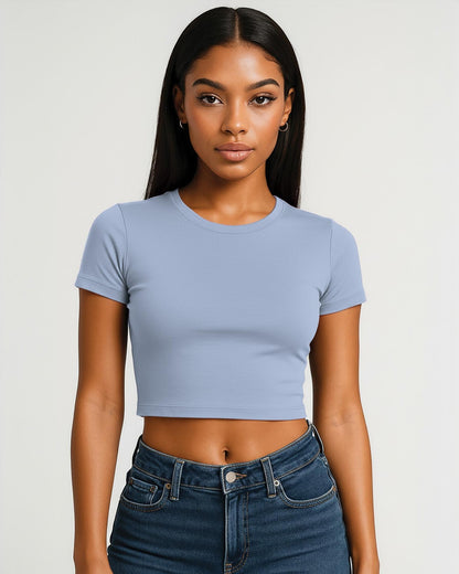 CRBT600L - Casual Premium Combed 220 Cropped Baby Tee Ladies