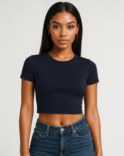CRBT600L - Casual Premium Combed 220 Cropped Baby Tee Ladies
