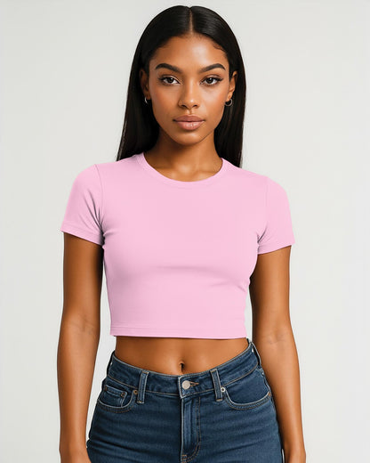 CRBT600L - Casual Premium Combed 220 Cropped Baby Tee Ladies