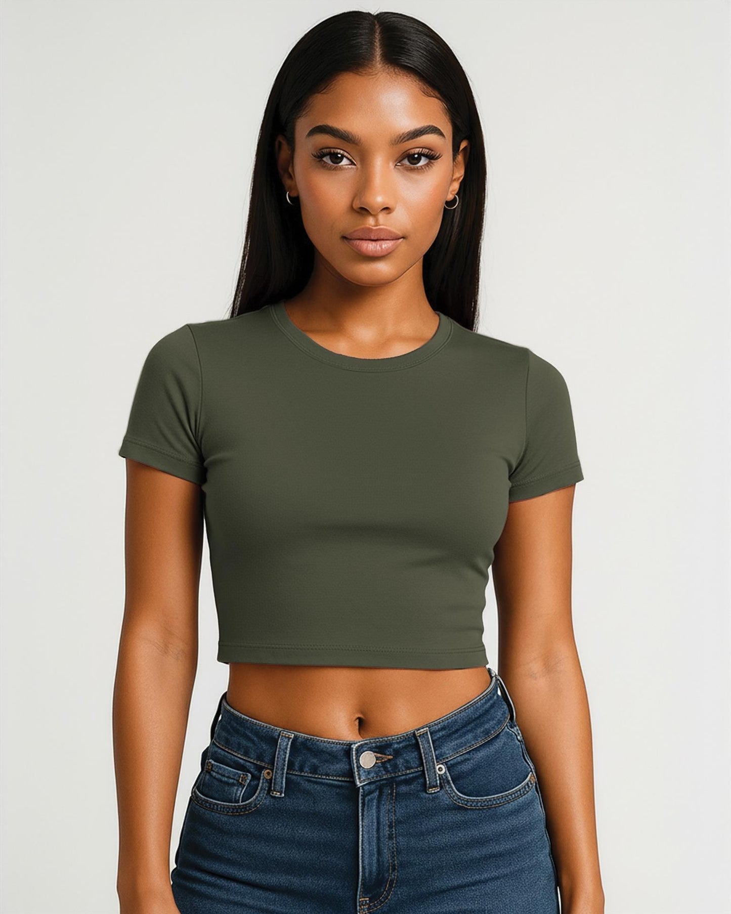 CRBT600L - Casual Premium Combed 220 Cropped Baby Tee Ladies