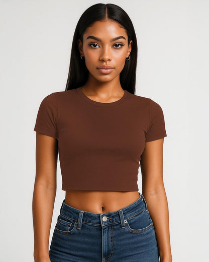 CRBT600L - Casual Premium Combed 220 Cropped Baby Tee Ladies