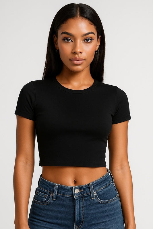 CRBT600L - Casual Premium Combed 220 Cropped Baby Tee Ladies