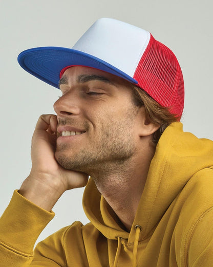 ACSN90 - Atlantis# Snap 90s Flat Visor 5 Panel Trucker Cap